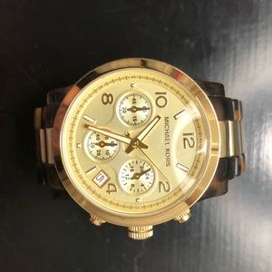 Michael Kors acrylic tortoise and gold watch